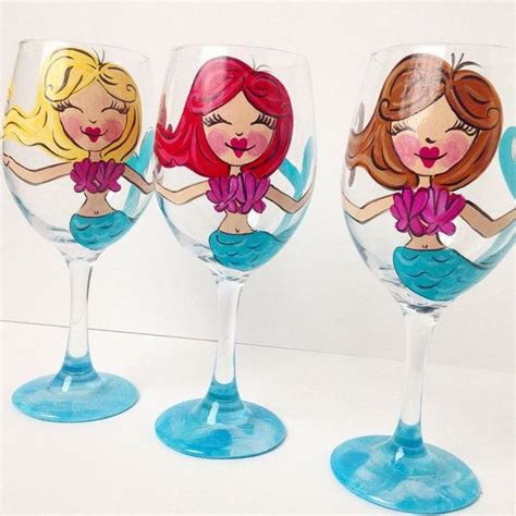 Mermaid Wine Glass Etsy Canada Mermaid Wine Glass Wine Glass Glass