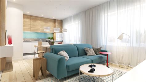 Modern Living Room With A Teal Sofa