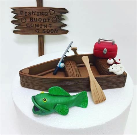 Fondant Fishing Boat Cake Topper Fondant Fishing Cupcake Etsy