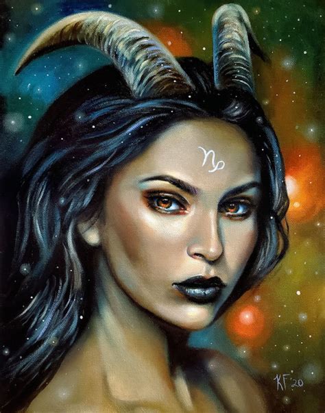 Capricorn Original Oil Painting Zodiac Art Fantasy Art Etsy
