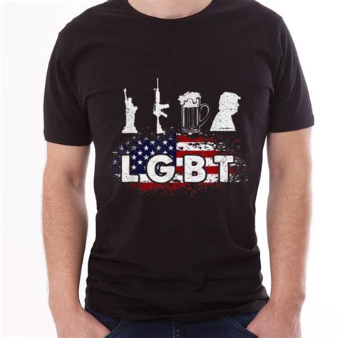 Show your love for l.g.b.t with this classic and funny liberty guns beer and trump shirt. LGBT Parody Liberty Guns Beer Trump USA Flag shirt, hoodie ...