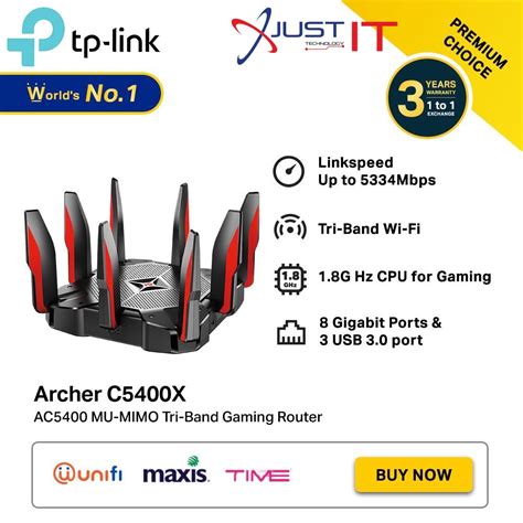 Tp Link Archer C5400x Mu Mimo Ac5400 Tri Band Gaming Router Shopee