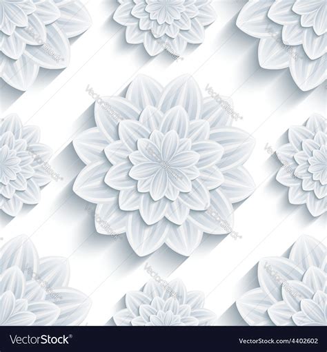 Seamless Pattern Grey With 3d Flower Chrysanthemum