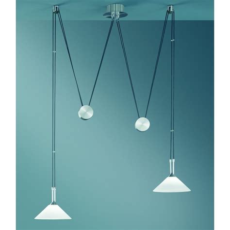 Sprung rise & fall mechanism within the ceiling rose, allowing the shade to be pulled down or raised to desired height. Wofi Lincoln Halogen 2 Light Rise And Fall Ceiling Pendant ...