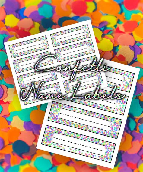 Confetti Preschooldaycare Name Labels Digital Download Etsy