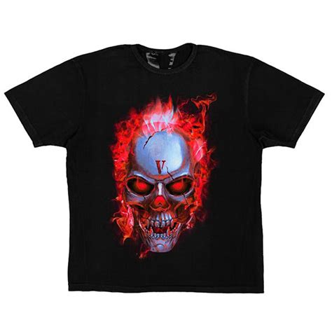 Vlone Skully Red Flame Black Tee Wyco Vintage Broadway