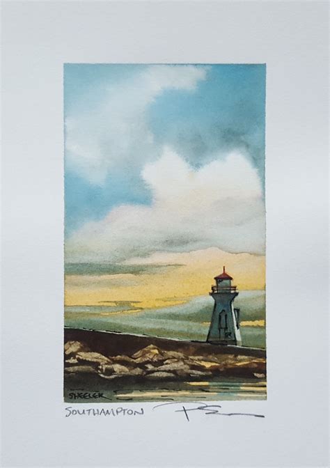 Sunset Lighthouse X Fine Art Original Watercolor Peter Sheeler Lake