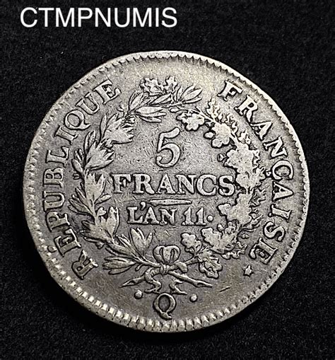 Monnaie Revolution 5 Francs Union Et Force An 11 Q Perpignan Ctmp