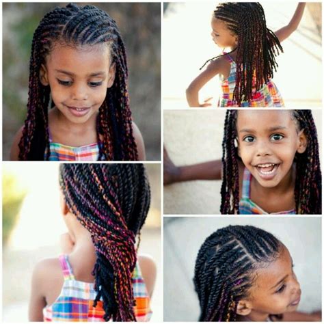 Braid hairstyles for black kids. Rainbow yarn twists, cute! | Hair styles, Kids hairstyles, Kid braid styles