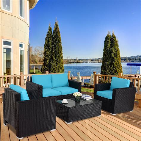 Check spelling or type a new query. Gymax 4PC Rattan Patio Furniture Set Outdoor Rattan Wicker ...