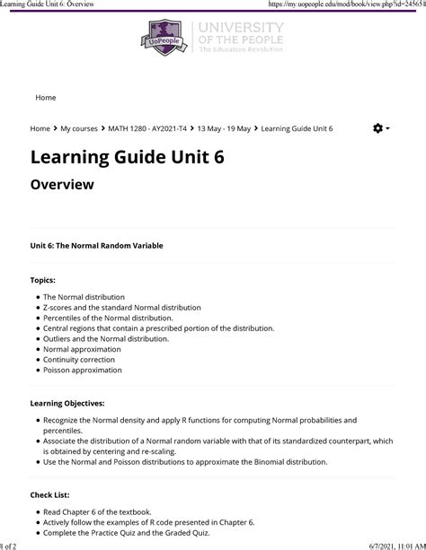 Learning Guide Unit 6 Overview Home Learning Guide Unit 6 Overview