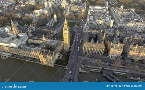 London Bird View Of Houses Of Parliament And Big Ben Stock Photo