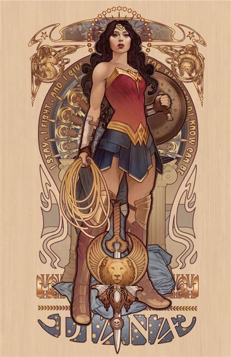 Art Nouveau Wonder Woman Poster Etsy Wonder Woman Art Comic Art