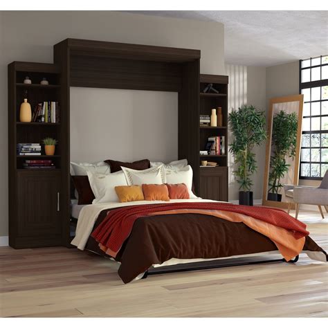 Edge By Bestar Queen Wall Bed With Two 21 Inch Storage Units And Doors