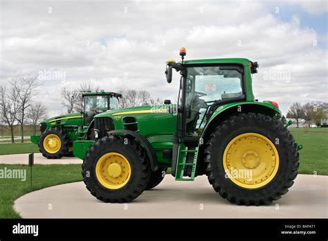 John Deere Tractors On Display In Front Of The Tractor Assembly Plant