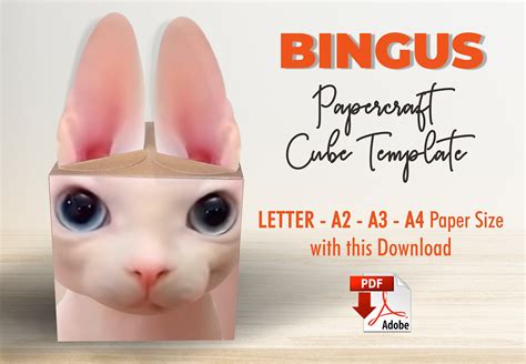 Bingus Cube Papercraft Template Diy Lowpoly Toy D Origami Etsy Finland