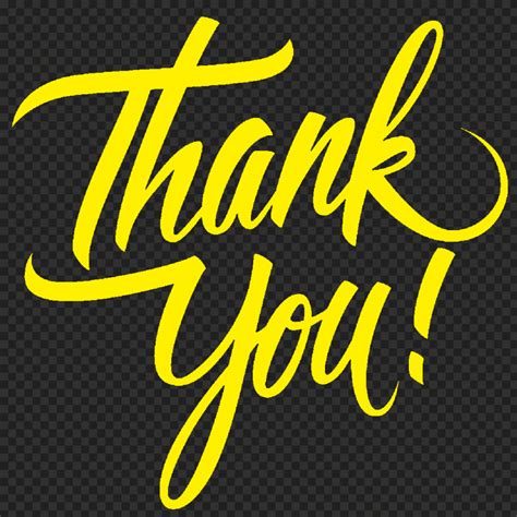 Thank You Calligraphy Yellow Text Png Image Citypng