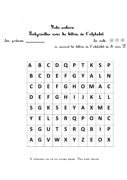 Récompensez votre enfant en imprimant un diplôme. labyrinthe-alphabet-maternelle-5 | Alphabet maternelle ...