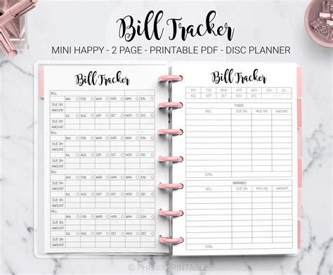 Bill Tracker Payment Organizer Yearly Monthly Bill Finance Etsy Uk