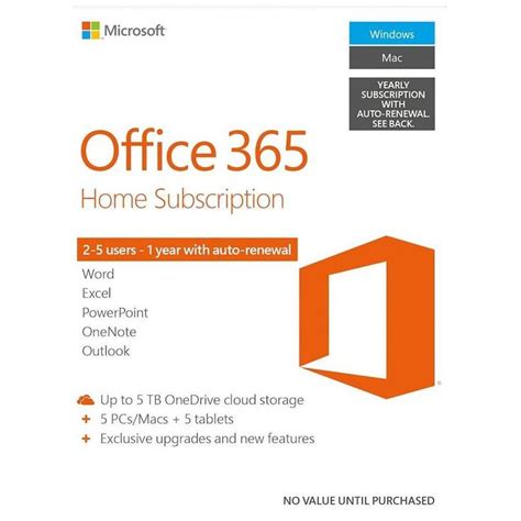 Office 365 Home 5 Users 1 Year Subscription Auto Renew Android