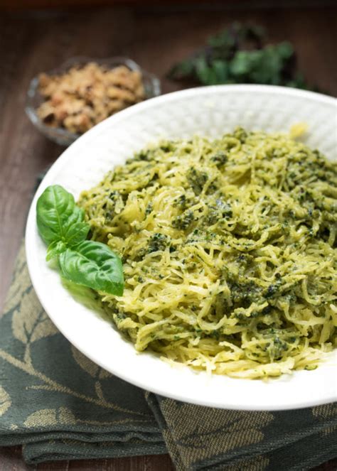 Vegan Pesto Spaghetti Squash Nutritious Eats
