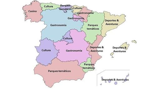 Mapa comunidades autónomas españa diagrama etiquetado. ¿Qué buscan los turistas en cada rincón de España? El mapa ...