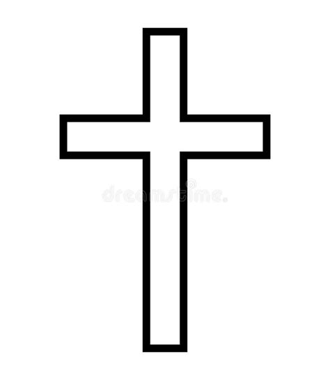 Christian Cross Outline Icon Crucifix Vector Illustration Isolated On