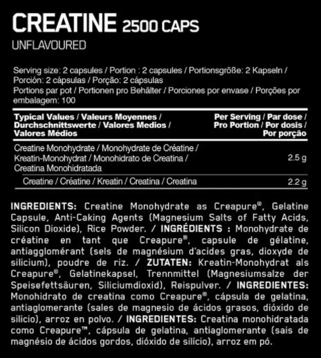 Optimum Nutrition Creatine 2500 Caps A1 Supplements Store