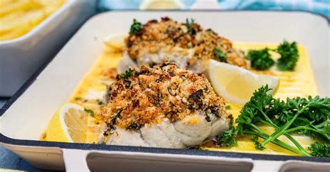 Baked Panko Cod With Lemon Butter Sauce Posh Fish And Chips Scrummy