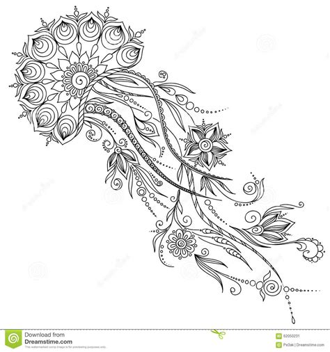 Download Pattern For Coloring Book. Illustration Of Jellyfish In Vector . Stock Vector - Illustration of ...