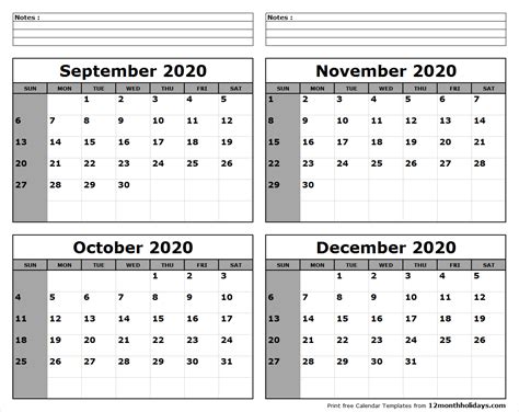 Take October To December 2020 Calendar Calendar Printables Free Blank