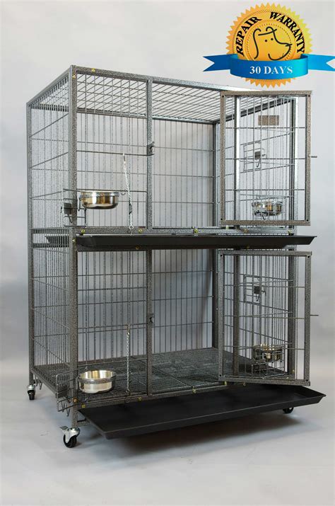 Homey Pet New 37 Two Tier Pet Dog Cat Cage With Feeding Door And Bowls