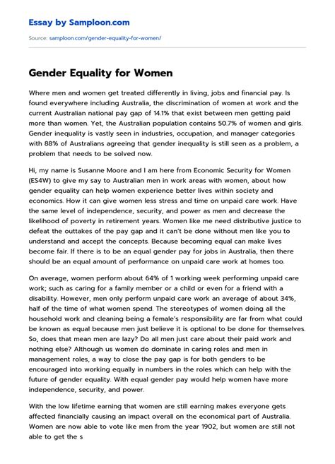 Gender Equality Essay Telegraph