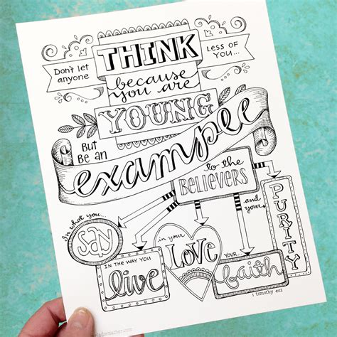  let no one despise your youth, but be an example to the believers in word, conduct, in love, in spirit, in faith, in purity. 1 timothy 4:12. 1 Timothy 4:12 Be An Example Coloring Page