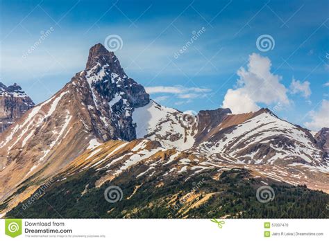 Pointing High To The Sky Canadian Rocky Mountain Peak Stock Photo