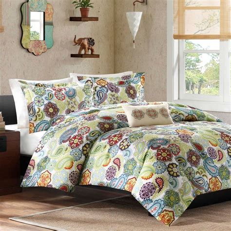 Fullqueen Size Colorful Paisley Pattern 4 Piece Comforter Set