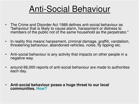 Ppt Anti Social Behaviour Powerpoint Presentation Free Download Id9692976