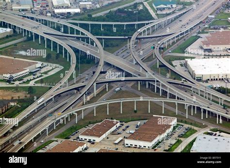 Aerial View Above Houston Texas Highway Interchange Stock Photo Alamy