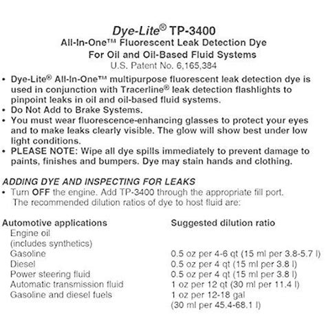 Tracer Products Tp 3400 Tracerline Uv蛍光灯オイル漏れ検知染料 単用途 B07vjbc52q