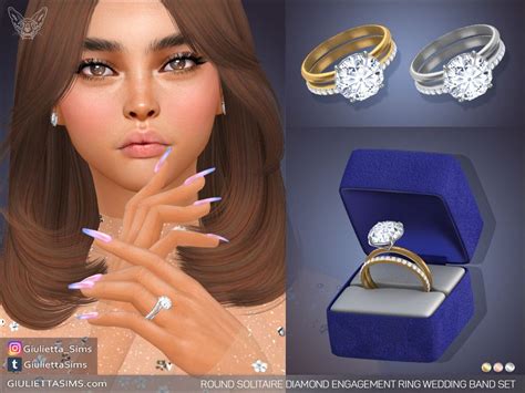 Feyonas Round Solitaire Diamond Engagement Ring Wedding Band Set