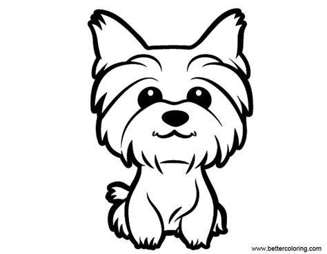 Easy puppy for christmas coloring page for preschoolers. Yorkie Puppy Coloring Pages To Print Coloring Pages