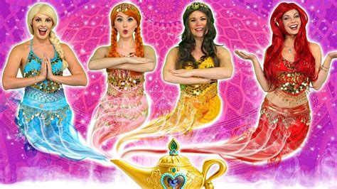 Disney Princess Genies What Happens To Ariel Elsa Belle Jasmine Rapunzel And Anna Youtube