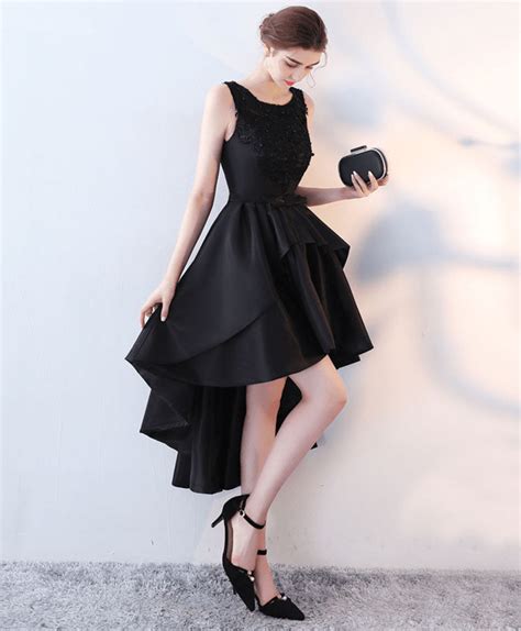 Cute Black Lace High Low Prom Dress Lace Evening Dress Shopluu