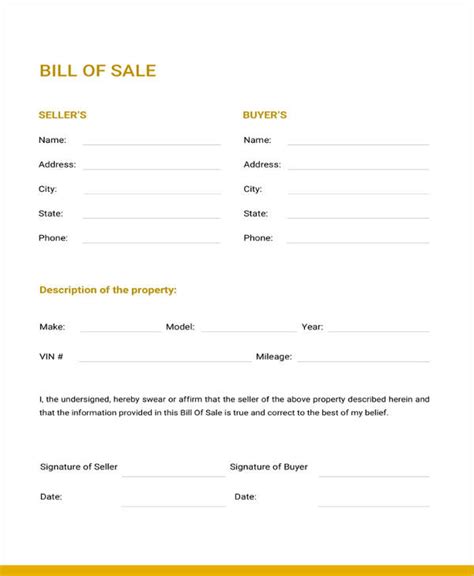 Free Printable Generic Bill Of Sale Printable Templates