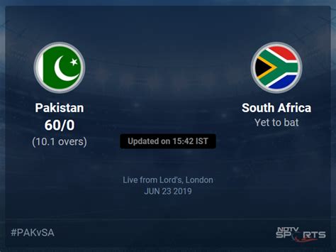 Mohammad hasnain to aiden markram, slightly fuller and just outside off, left alone. Pakistan vs South Africa live score over Match 30 ODI 6 10 ...