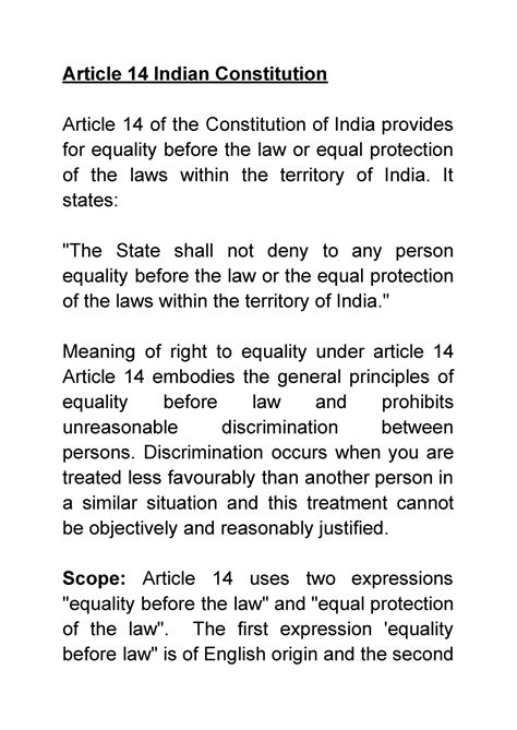 Article 14 Indian Constitution Article 14 Indian Constitution Article 14 Of The Constitution