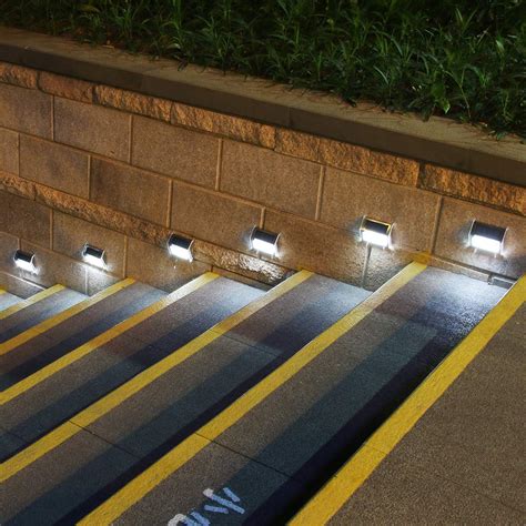 6 Pack Solar Led Outdoor Step Bright Lights Set Wall Pathway Garden