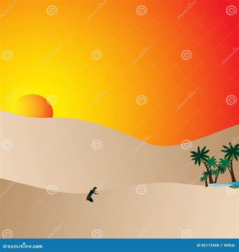 Man Lost In Desert Stock Vector Illustration Of Global 82172408
