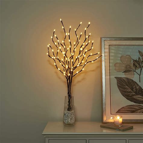 Vanthylit Decorative Twig Lights For Vase Mains Powered Lighted Branches With 90 Warm White Leds