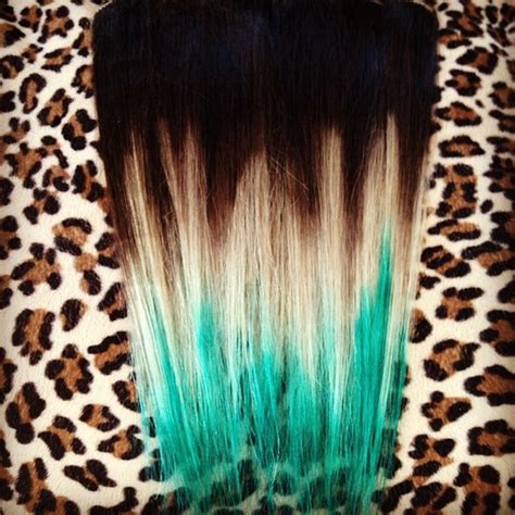 Brown To Blonde To Turquoise Intense Extensions Ombre Hair